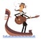 Man with guitar and gondola illustration