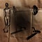 Man in gym room radiography painted