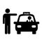 Man hailing taxi vector icon