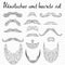 Man hair, mustache, beards collection on alpha background. Hipster high detailed retro fashion