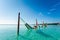 Man on hammock in Bacalar lagoon Mexico