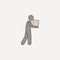 man in hand carries box 2 colored line icon. Simple colored element illustration. man in hand carries box outline symbol design fr