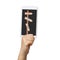 Man Hand Hold a Smart Phone Show Wooden sign Pole