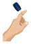 Man hand twists a folding car key with remote control on his finger. Car alarm, key fob. Cartoon vector
