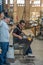 Man handles shears, Fabrica de Vidrio Soplado, Cabo San Lucas, Mexico