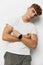 man handsome attractive sport wrist watch background standing naked shirtless body