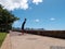 Man Handstands along pathway of Kewalo Basin Park