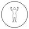 Man happy meet anyone silhouette Meeting joy concept front view icon black color illustration in circle round