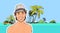 Man In Hat On Beach Sea Shore Tropical Summer Vacation