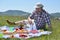 Man with Hat on Picnic