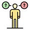 Man haves questions icon color outline vector