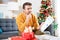 Man having problem paying energy heating bill expenses during christmas holidays