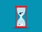 Man head ageing as pours into bottom of hourglass. Concept business vector illustration