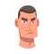 Man Head with Frown as Facial Expression Vector Illustration