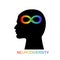 Man head profile with rainbow infinity symbol