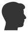 Man Head Profile Raster Icon Flat Illustration