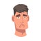Man Head with Sad Grimace as Facial Expression Vector Illustration