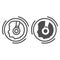 Man in headphones in circle line and solid icon, sound design concept, person wear headset vector sign on white