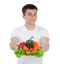 Man with healthy vegetarian vegetables salad