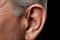 Man hearing problem closeup. Generate Ai