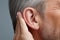 Man hearing problem closeup sound. Generate Ai