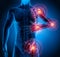 Man with heavy joint pain symptoms