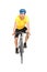 Man with helmet riding a bycicle