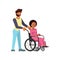 Man help to young disabled african woman