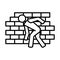 Man hide behind the wall icon