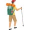 Man hiker vector flat icon isolated on white