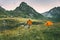 Man hiking alone solo traveling camping adventure lifestyle concept