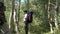 Man Hiking in an Aspen Forest Wearing a Backpack