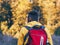 Man hiking with backpack Carpathian Mountains on scenic view Travel Lifestyle wanderlust adventure outdoor into the wild