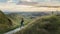 Man hiking Te Mata Peak track. Climbing steep uphill, Hawkeâ€™s Bay