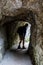 Man On Hiking Trail Leaves A Cave In Ã–tschergrÃ¤ben In Austria