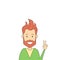 Man Hipster Hand Point Two Finger Up Peace Gesture Isolated
