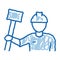 Man Hold Hammer doodle icon hand drawn illustration