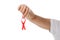 Man holding aids ribbon