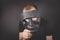 Man holding black mask. Fake, anonymous