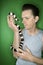 Man holding California Kingsnake.