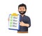 Man holding a checklist notebook with written To do list. 3D render cartoon vector design illustrations. Check list