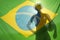 Man Holding Football Shadow Brazil Flag