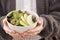 Man holding fresh fruit salad