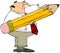 Man Holding A Giant Pencil