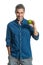 Man holding green apple - healthy eating