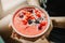 Man holding healthy smoothie bowl