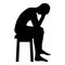 Man holding his head concept problem silhouette Sitting no seat icon black color illustration