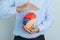 Man holding human Brain model. World Brain Tumor day, Brain Stroke, Dementia, alzheimer, parkinson and world mental health concept