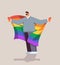 man holding lgbt rainbow flag gay lesbian love parade pride festival transgender love concept full length