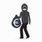 Man holding money bag with euro currency sign